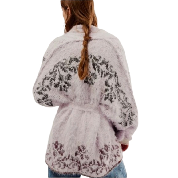 *IR* Free People Cable Mix Cardi in Lavender Fog - Picture 2 of 6